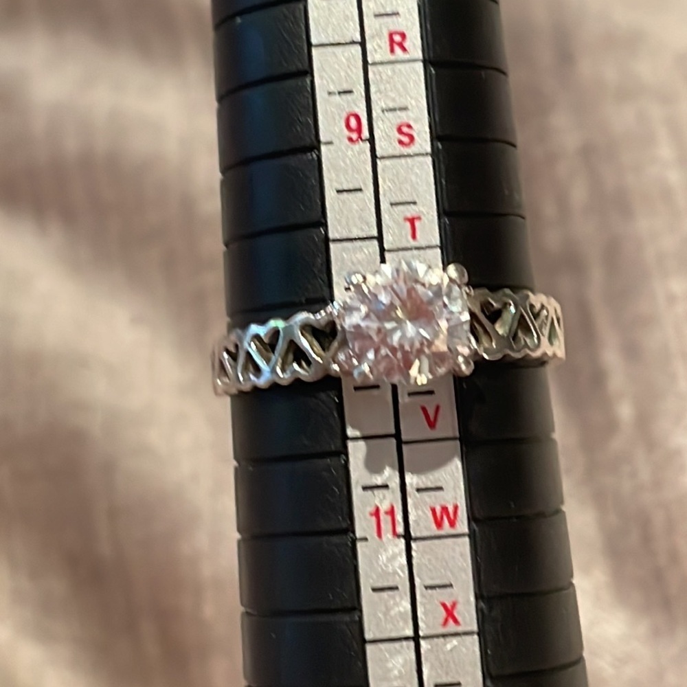 Sterling Silver Heart Engagement Ring 925 Size 10 - Picture 4 of 8
